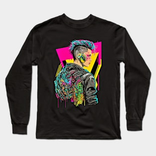 Neon Cyberpunk Hacker - V1.06 Long Sleeve T-Shirt